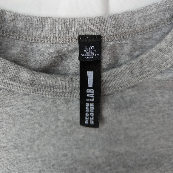 Design Lab Shoulder-Padded Jersey T-Shirt Dress Grey 100% Cotton Women Large - Picture 8 of 11